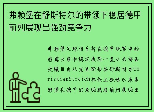 弗赖堡在舒斯特尔的带领下稳居德甲前列展现出强劲竞争力 弗赖堡在舒斯特尔的带领下稳居德甲前列展现出强劲竞争力